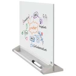 NOBO Magnetisches freistehendes Whiteboard aus Glas, weiß