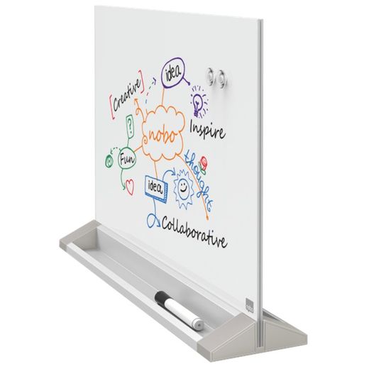 NOBO Magnetisches freistehendes Whiteboard aus Glas, weiß
