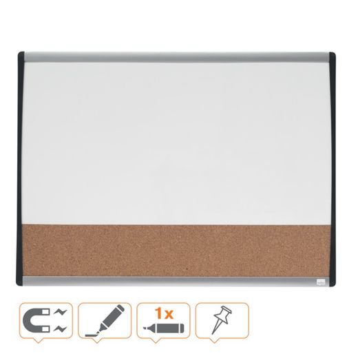 Magnetisches Whiteboard und Pinnwand aus Kork (horizontale Teilung) NOBO 585x430 mm