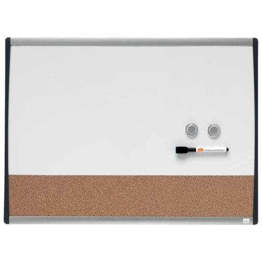 Magnetisches Whiteboard und Pinnwand aus Kork (horizontale Teilung) NOBO 585x430 mm
