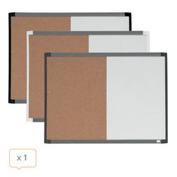 Pizarra magnética y tablero de noticias corcho (división vertical) NOBO 585X430 mm, marco colores surtidos (blanco, gris o negro)