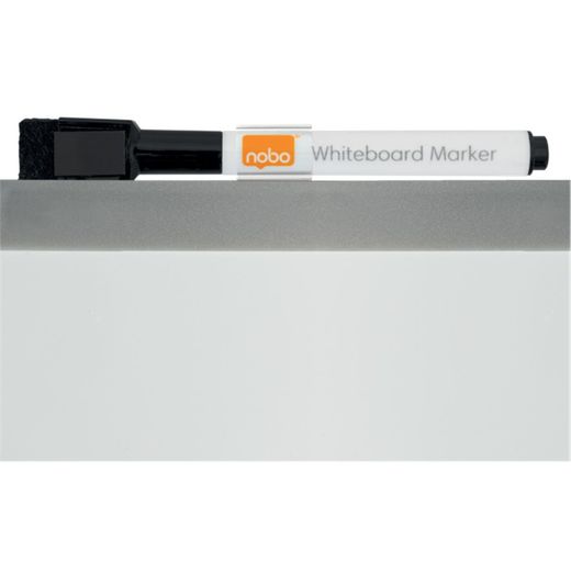 Pizarra magnética y tablero de noticias corcho (división vertical) NOBO 585X430 mm, marco colores surtidos (blanco, gris o negro)
