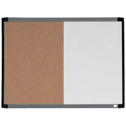 Pizarra magnética y tablero de noticias corcho (división vertical) NOBO 585X430 mm, marco colores surtidos (blanco, gris o negro)