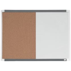 Pizarra magnética y tablero de noticias corcho (división vertical) NOBO 585X430 mm, marco colores surtidos (blanco, gris o negro)