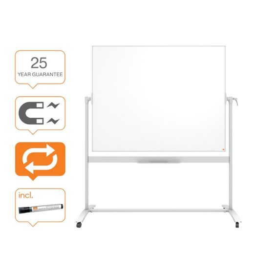NOBO Classic quadro branco móvel em aço vitrificado 1500X1200 mm, branco