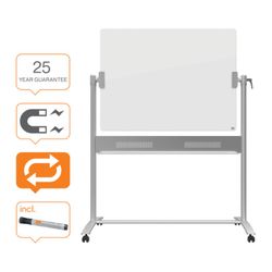 Quadro branco NOBO CRISTAL móvel 1200X900 mm, branco brilhante