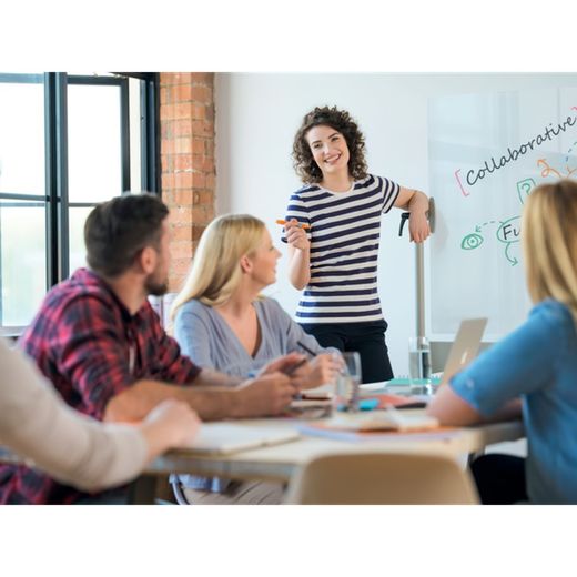 Quadro branco NOBO CRISTAL móvel 1200X900 mm, branco brilhante