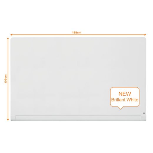 Quadro branco de vidro NOBO Impression Pro bordas arredondadas 85" (1883X1053 mm), branco brilhante