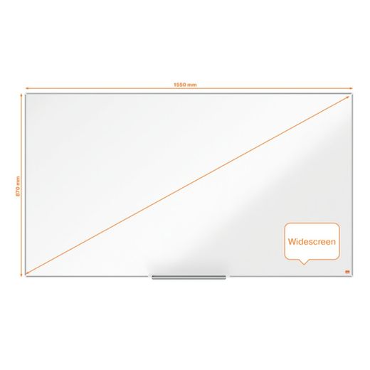 NOBO Impression Pro 70" gelakt stalen panoramalei, 1550x870mm, wit