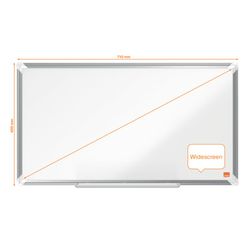 NOBO Premium Plus 32" gelakt stalen panoramalei, 710x400mm, wit