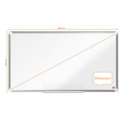 NOBO Premium Plus 40" gelakt stalen panoramalei, 890x500mm, wit