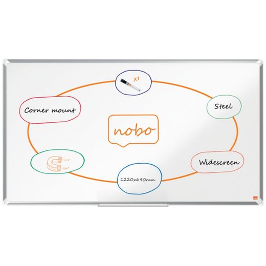 NOBO Premium Plus 55" Panoramatafel aus lackiertem Stahl, 1220 x 690 mm, weiß