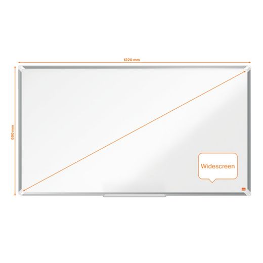 NOBO Premium Plus 55" gelakt stalen panoramalei, 1220x690mm, wit