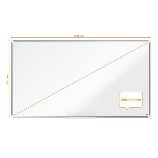 NOBO Premium Plus 70" lakeret stål panoramaskifer, 1550x870mm, hvid