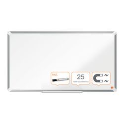 NOBO Premium Plus 40" Panorama-Schieferplatte aus verglastem Stahl, 890 x 500 mm, weiß