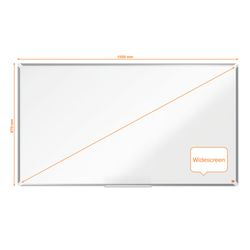 NOBO Premium Plus 70" Panorama-Schieferplatte aus verglastem Stahl, 1550 x 870 mm, weiß