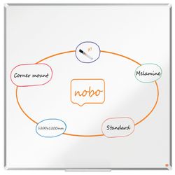 Pizarra NOBO Premium Plus melamina 1200x1200mm, blanco