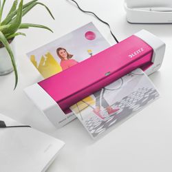 Plastificadora iLAM Home Office DIN A4, blanco/fucsia