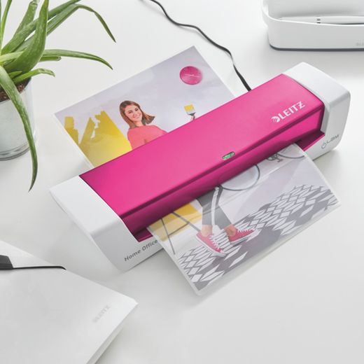 Plastificadora iLAM Home Office DIN A4, blanco/fucsia