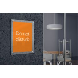 Przezroczysty, akrylowy stojak na plakaty, montowany na ścianie, format A4