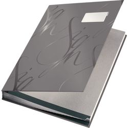 Portafirmas Gama Leitz Sign. Fuelle con 18 separadores acabado soft grip, gris