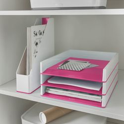 Leitz WOW DUAL magazine rack, fuchsia/white