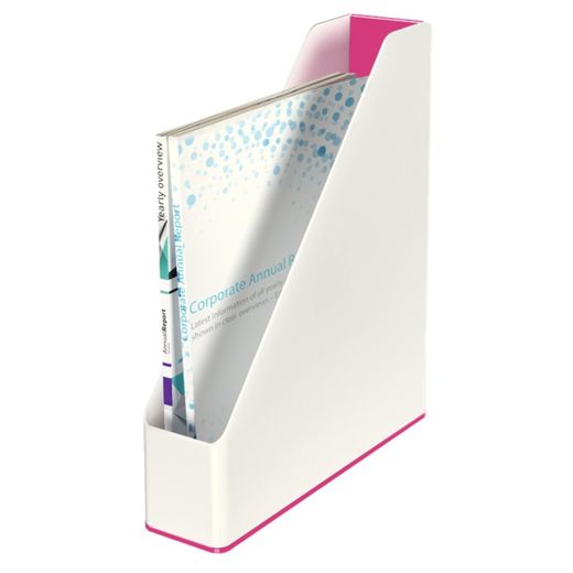 Leitz WOW DUAL magazine rack, fuchsia/white