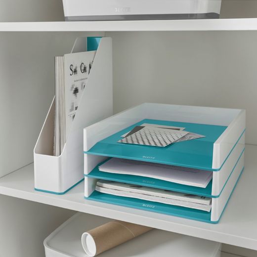 Leitz WOW DUAL magazine rack, turquoise/white