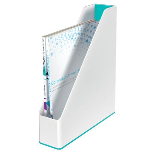 Leitz WOW DUAL magazine rack, turquoise/white