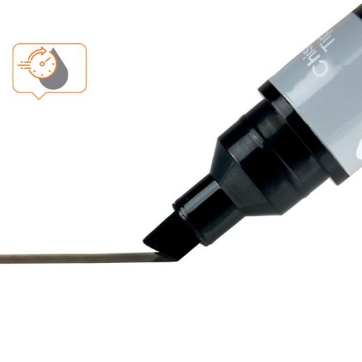 Markery z płynnym tuszem, końcówka ścięta (10 szt.), kolor czarny