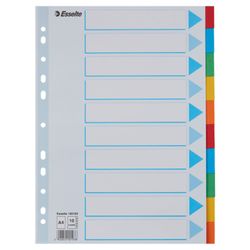 Separadores multitaladro. DIN A4. Cartulina índice color. Pestañas cartón 200g. 1-10, multicolor