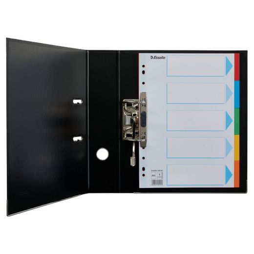 Przekładki wielootworowe. DIN A4. Karta indeksu kolorów. 200g tekturowych tabletek. 1-5, wielokolorowe