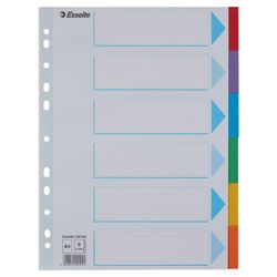 Separadores multitaladro. DIN A4. Cartulina índice color. Pestañas cartón 200g. 1-6, multicolor