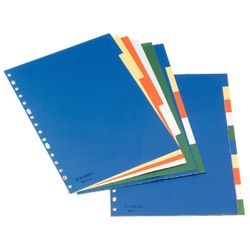 Separadores Multitaladro. DIN A4. Con cartulina índice b/n. 10 pestañas PP, multicolor
