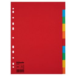 Separadores multitaladro. DIN A4. Sin cartulina índice. Pestañas cartón 150g. 1-10, multicolor