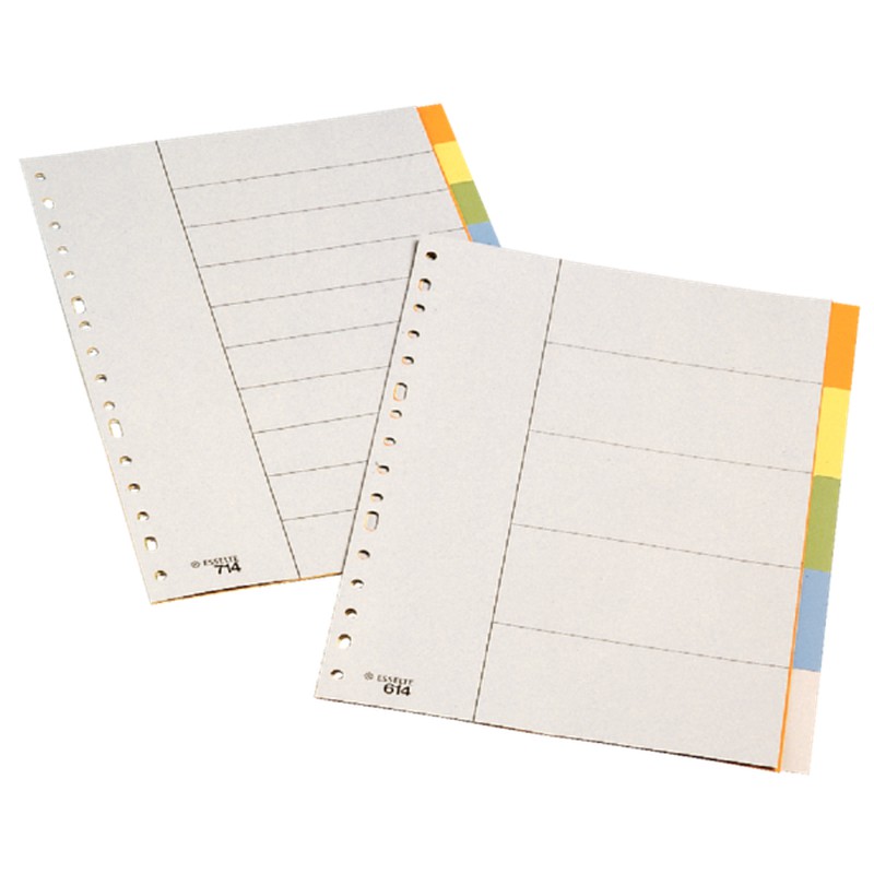 Separadores archivador 5 colores plastico folio multitaladro