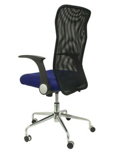 Silla de oficina ergonómica con mecanismo basculante, brazos retráctiles y regulable en altura - Respaldo de malla transpirable y asiento tapizado en tejido 3D color azul