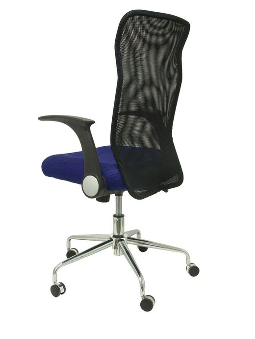Silla de oficina ergonómica con mecanismo basculante, brazos retráctiles y regulable en altura - Respaldo de malla transpirable y asiento tapizado en tejido 3D color azul