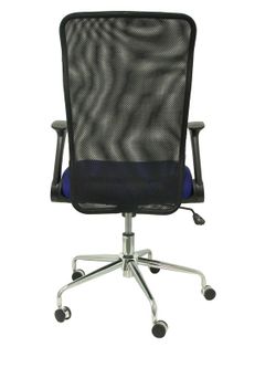 Silla de oficina ergonómica con mecanismo basculante, brazos retráctiles y regulable en altura - Respaldo de malla transpirable y asiento tapizado en tejido 3D color azul
