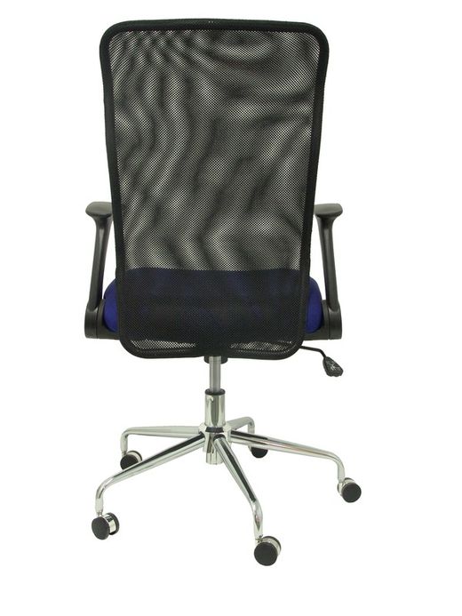Silla de oficina ergonómica con mecanismo basculante, brazos retráctiles y regulable en altura - Respaldo de malla transpirable y asiento tapizado en tejido 3D color azul