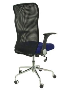 Silla de oficina ergonómica con mecanismo basculante, brazos retráctiles y regulable en altura - Respaldo de malla transpirable y asiento tapizado en tejido 3D color azul