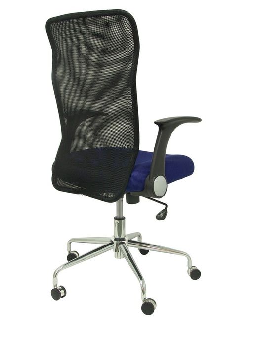 Silla de oficina ergonómica con mecanismo basculante, brazos retráctiles y regulable en altura - Respaldo de malla transpirable y asiento tapizado en tejido 3D color azul
