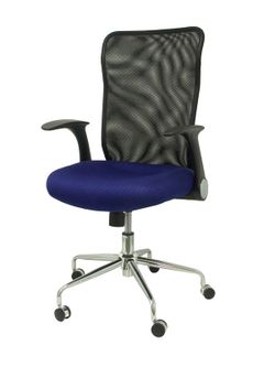 Silla de oficina ergonómica con mecanismo basculante, brazos retráctiles y regulable en altura - Respaldo de malla transpirable y asiento tapizado en tejido 3D color azul