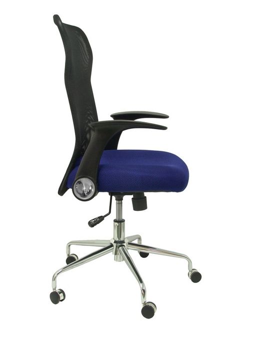 Silla de oficina ergonómica con mecanismo basculante, brazos retráctiles y regulable en altura - Respaldo de malla transpirable y asiento tapizado en tejido 3D color azul