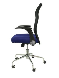 Silla de oficina ergonómica con mecanismo basculante, brazos retráctiles y regulable en altura - Respaldo de malla transpirable y asiento tapizado en tejido 3D color azul