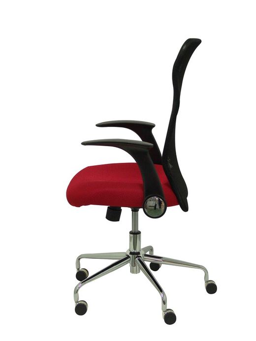 Silla de oficina ergonómica con mecanismo basculante, brazos retráctiles y regulable en altura - Respaldo de malla transpirable y asiento tapizado en tejido 3D color roja