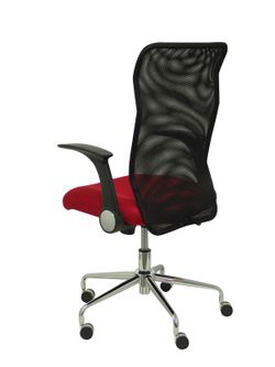 Silla de oficina ergonómica con mecanismo basculante, brazos retráctiles y regulable en altura - Respaldo de malla transpirable y asiento tapizado en tejido 3D color roja