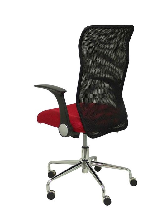 Silla de oficina ergonómica con mecanismo basculante, brazos retráctiles y regulable en altura - Respaldo de malla transpirable y asiento tapizado en tejido 3D color roja
