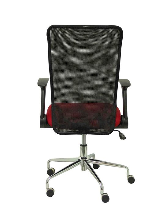 Silla de oficina ergonómica con mecanismo basculante, brazos retráctiles y regulable en altura - Respaldo de malla transpirable y asiento tapizado en tejido 3D color roja