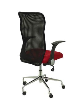Silla de oficina ergonómica con mecanismo basculante, brazos retráctiles y regulable en altura - Respaldo de malla transpirable y asiento tapizado en tejido 3D color roja